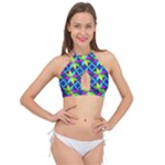 Colorful stars pattern                                                                   Cross Front Halter Bikini Top