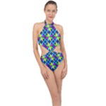 Colorful stars pattern                                                                    Halter Side Cut Swimsuit