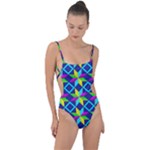 Colorful stars pattern                                                                     Tie Strap One Piece Swimsuit