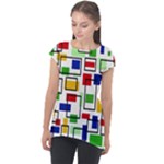 Colorful rectangles                                                                     Cap Sleeve High Low Top