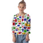 Colorful rectangles                                                                    Kids  Cuff Sleeve Top