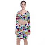 Colorful rectangles                                                                         Long Sleeve Crop Top & Bodycon Skirt Set