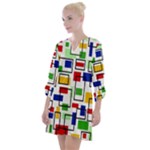 Colorful rectangles                                                                       Open Neck Shift Dress