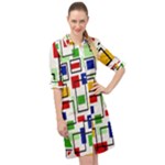 Colorful rectangles                                                                         Long Sleeve Mini Shirt Dress