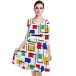 Colorful rectangles                                                                        Quarter Sleeve Waist Band Dress