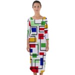 Colorful rectangles                                                                        Quarter Sleeve Midi Bodycon Dress