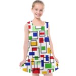 Colorful rectangles                                                                   Kids  Cross Back Dress