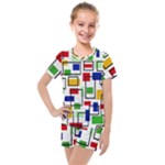 Colorful rectangles                                                                      Kids  Mesh Tee and Shorts Set