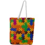 Retro colors puzzle pieces                                                                    Full Print Rope Handle Tote (Large)
