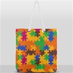 Retro colors puzzle pieces                                                                    Full Print Rope Handle Tote (Large)