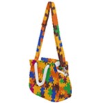 Retro colors puzzle pieces                                                                     Rope Handles Shoulder Strap Bag