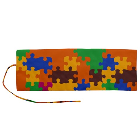 Retro colors puzzle pieces                                                                     Roll Up Canvas Pencil Holder (M) from UrbanLoad.com