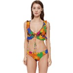 Retro colors puzzle pieces                                                                Low Cut Ruffle Edge Bikini Set