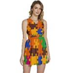 Retro colors puzzle pieces                                                                 Sleeveless High Waist Mini Dress