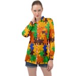 Retro colors puzzle pieces                                                                       Long Sleeve Satin Shirt