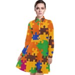 Retro colors puzzle pieces                                                                    Long Sleeve Chiffon Shirt Dress