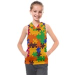 Retro colors puzzle pieces                                                                     Kids  Sleeveless Hoodie