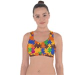 Retro colors puzzle pieces                                                                           Cross String Back Sports Bra