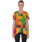 Retro colors puzzle pieces                                                                       Cut Out Side Drop Tee