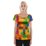 Retro colors puzzle pieces                                                                        Women s Cap Sleeve Top