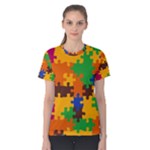 Retro colors puzzle pieces                                                                        Women s Cotton Tee