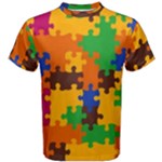 Retro colors puzzle pieces                                                                        Men s Cotton Tee