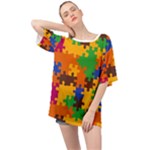 Retro colors puzzle pieces                                                                      Oversized Chiffon Top