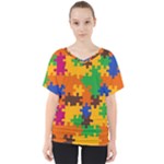 Retro colors puzzle pieces                                                                       V-Neck Dolman Drape Top