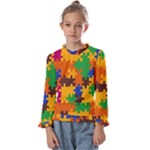 Retro colors puzzle pieces                                           Kids  Frill Detail Tee