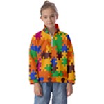 Retro colors puzzle pieces                                   Kids  Half Zip Hoodie