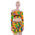 Retro colors puzzle pieces                                                                           Off Shoulder Top with Minki Skirt Set