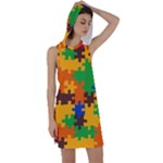 Retro colors puzzle pieces                                                                         Racer Back Hoodie Dress