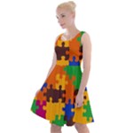 Retro colors puzzle pieces                                                                          Knee Length Skater Dress