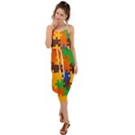 Retro colors puzzle pieces                                                                        Waist Tie Cover Up Chiffon Dress