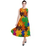 Retro colors puzzle pieces                                                                           Round Neck Boho Dress