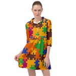Retro colors puzzle pieces                                                                          Mini Skater Shirt Dress
