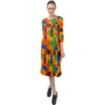 Retro colors puzzle pieces                                                                           Ruffle End Midi Chiffon Dress