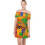 Retro colors puzzle pieces                                                                      Off Shoulder Chiffon Dress