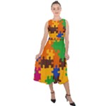 Retro colors puzzle pieces                                                                      Midi Tie-Back Chiffon Dress