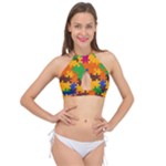 Retro colors puzzle pieces                                                                      Cross Front Halter Bikini Top