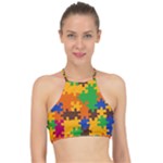 Retro colors puzzle pieces                                                                       Racer Front Bikini Top