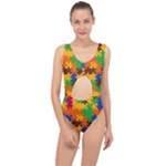 Retro colors puzzle pieces                                                                       Center Cut Out Swimsuit