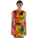 Retro colors puzzle pieces                                                                           Wrap Front Bodycon Dress