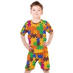 Retro colors puzzle pieces                                                                     Kids  Tee and Shorts Set
