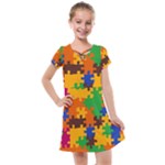 Retro colors puzzle pieces                                                                      Kids  Cross Web Dress