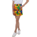 Retro colors puzzle pieces                                                                           Kids  Tennis Skirt