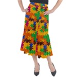 Retro colors puzzle pieces                                                                            Midi Mermaid Skirt