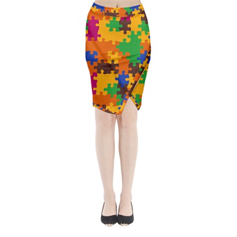 Retro colors puzzle pieces                                                                       Midi Wrap Pencil Skirt from UrbanLoad.com