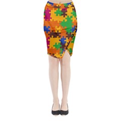 Retro colors puzzle pieces                                                                       Midi Wrap Pencil Skirt from UrbanLoad.com