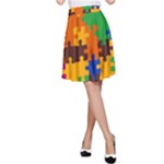 Retro colors puzzle pieces                                                                        A-line Skater Skirt